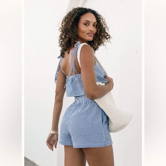 The Callum Short Set in Navy Gingham - Picture 3 of 6